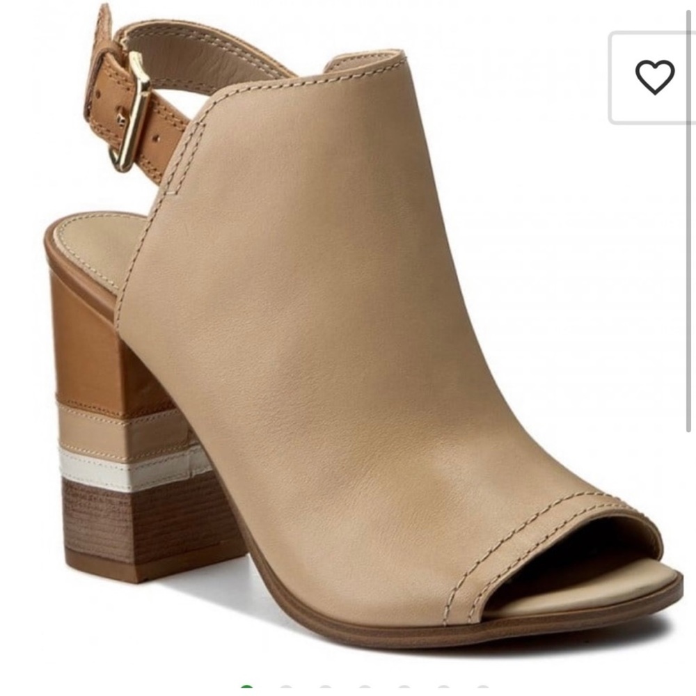 ALDO boho Juliusa Leather Peep Toe Color Block Heel